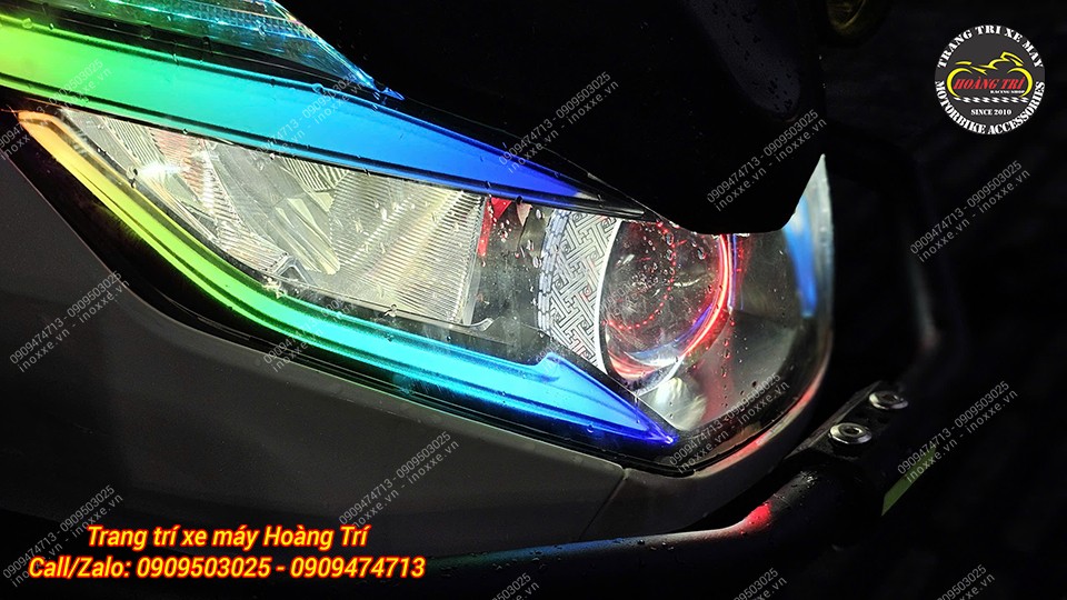 Độ đèn Led Audi PCX 160 điều khiển bằng điện thoại